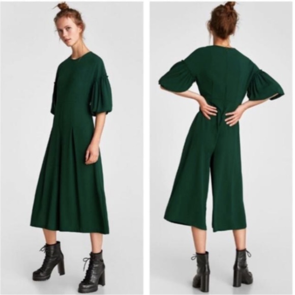 emerald green jumpsuit zara